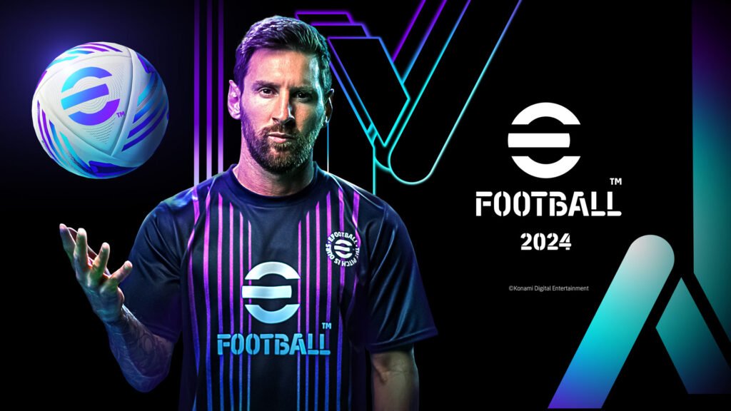  Partida de futebol em eFootball 2024, um simulador esportivo grátis para PC.