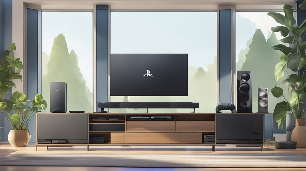 Sala com TV grande Playstation