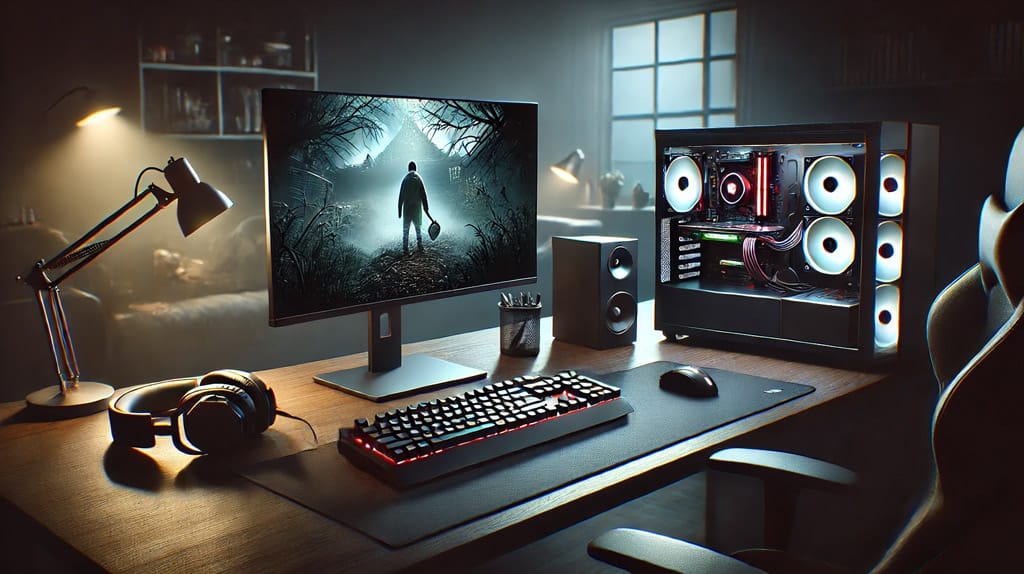 Um setup perfeito para explorar os jogos de terror para pc com a máxima performance e imersão - Imagem AI