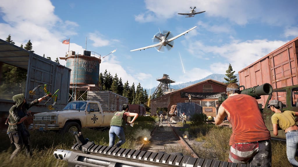 Uma cena de Far Cry 5 - Um dos jogos para PS4 que mistura ação intensa e liberdade total em um cenário aberto