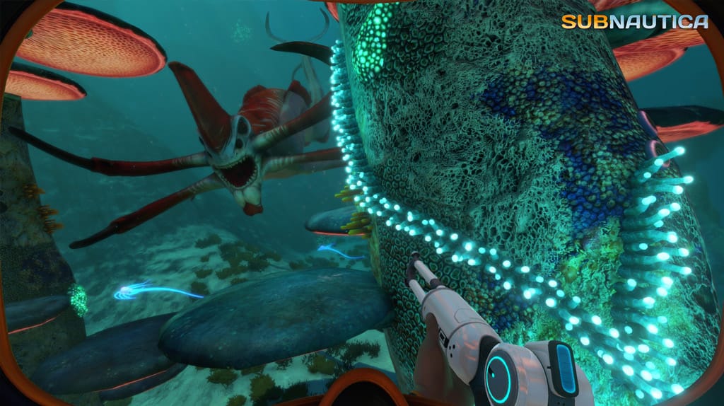 Uma cena de Subnautica - Explore as profundezas do oceano em um dos jogos mundo aberto mais inovadores e assustadores!